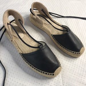 black soludos tie up espadrilles